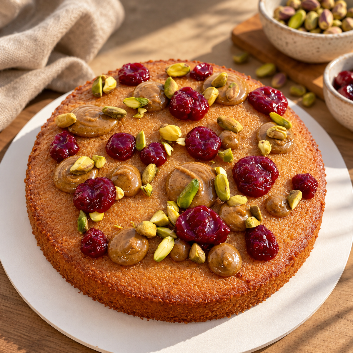 Le financier pistache framboise